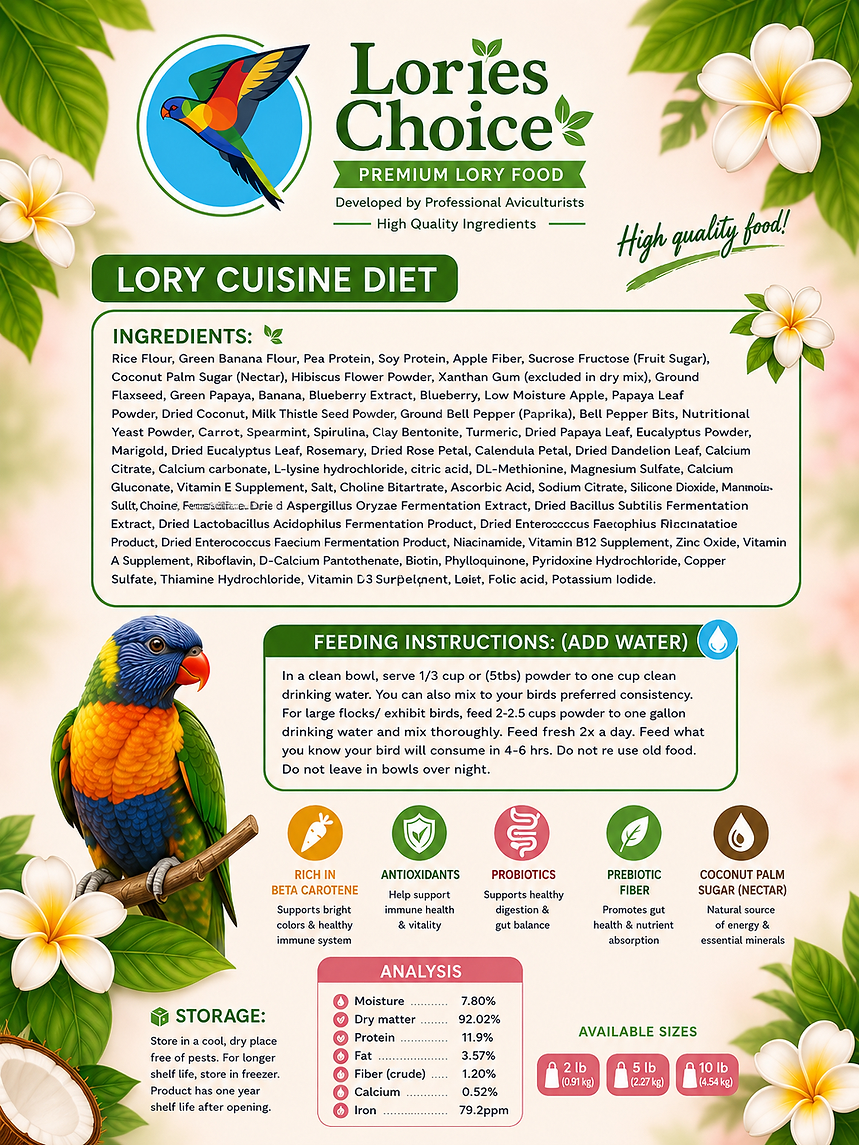 Lory Cuisine Diet