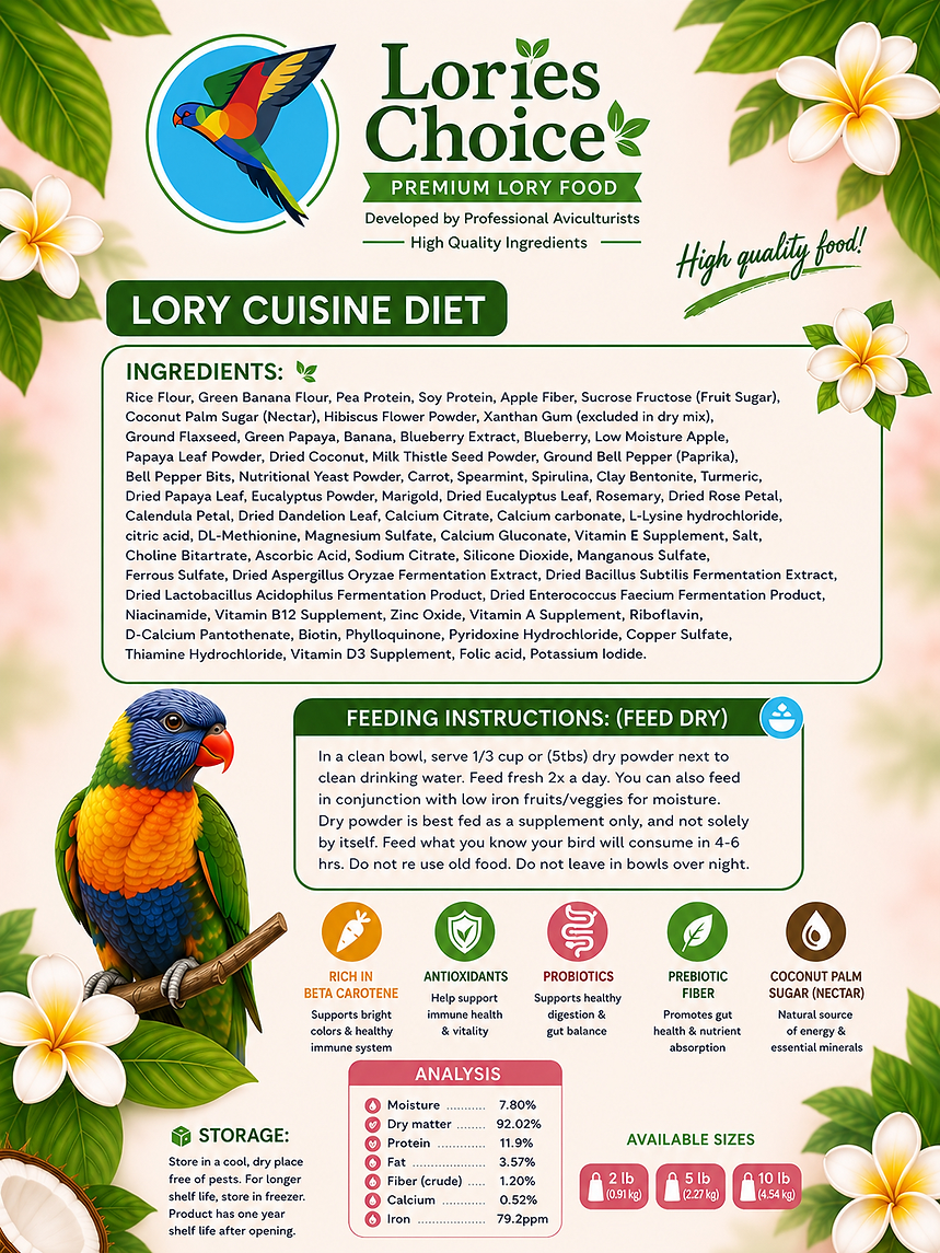 Lory Cuisine Diet